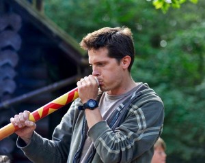 Tim Wright playing a didgeridoo